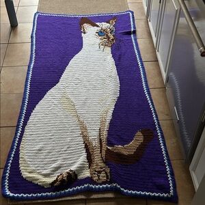 Siamese cat large woven blanket